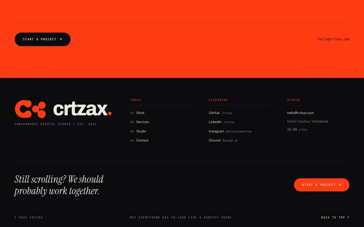 Crtzax — Footer