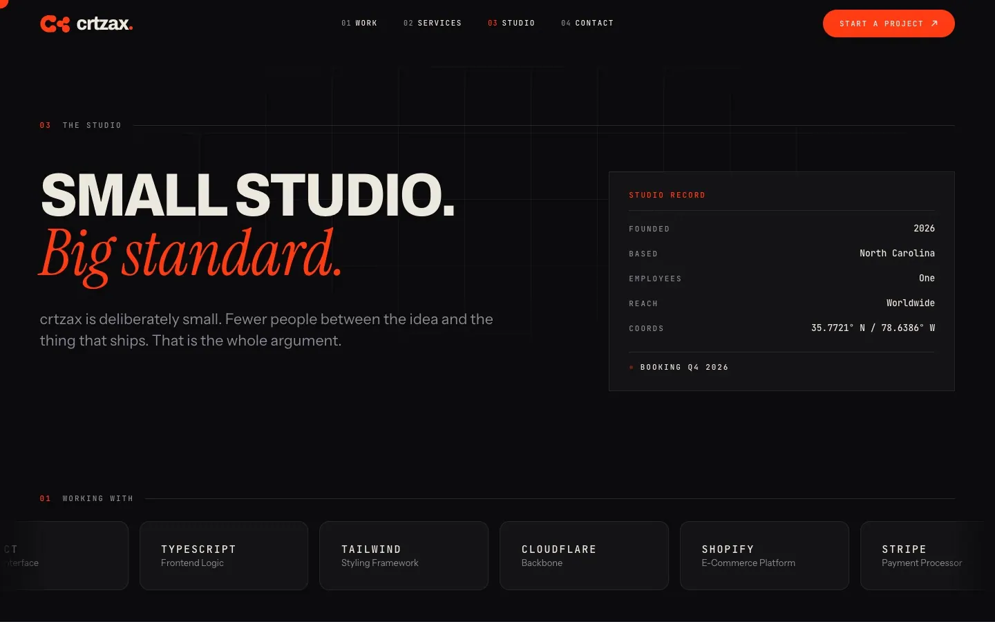 Crtzax — Studio page