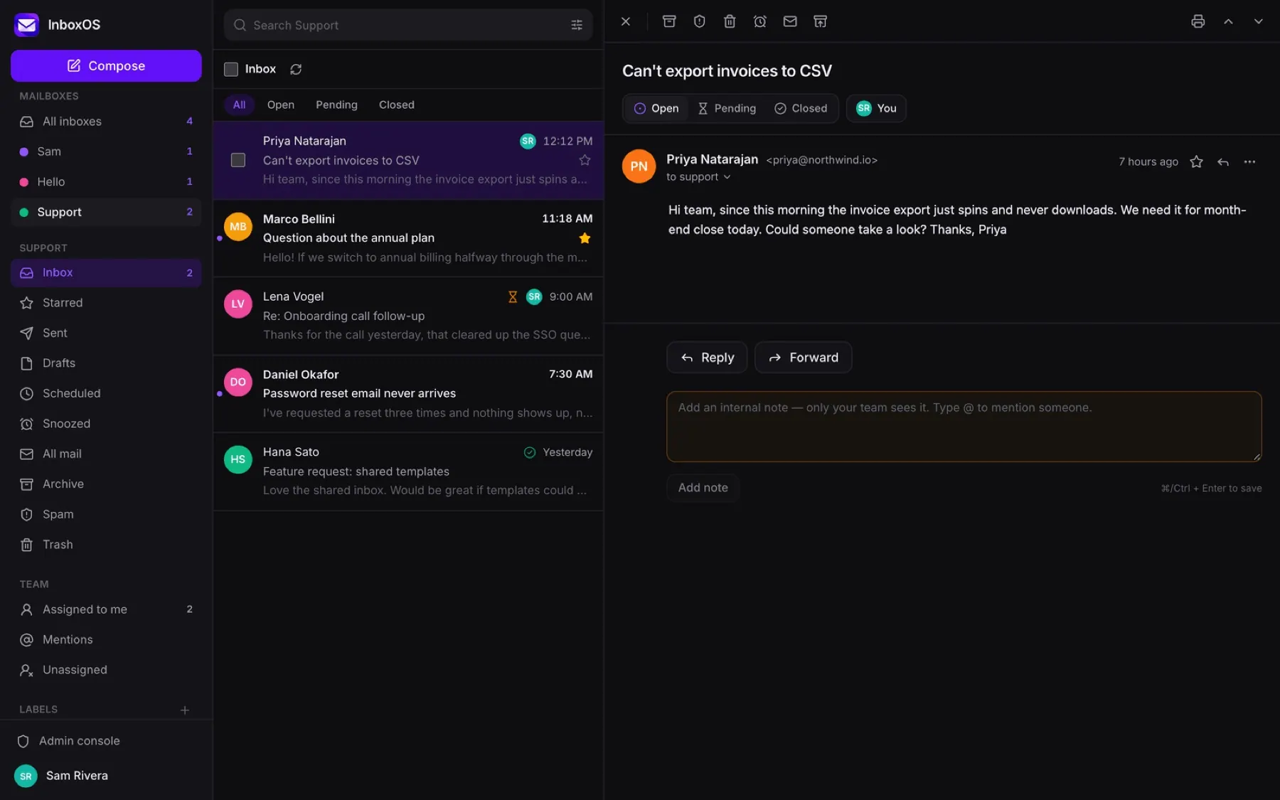 InboxOS home page