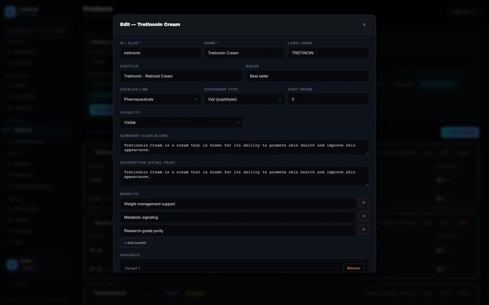 LooksLab — Product edit