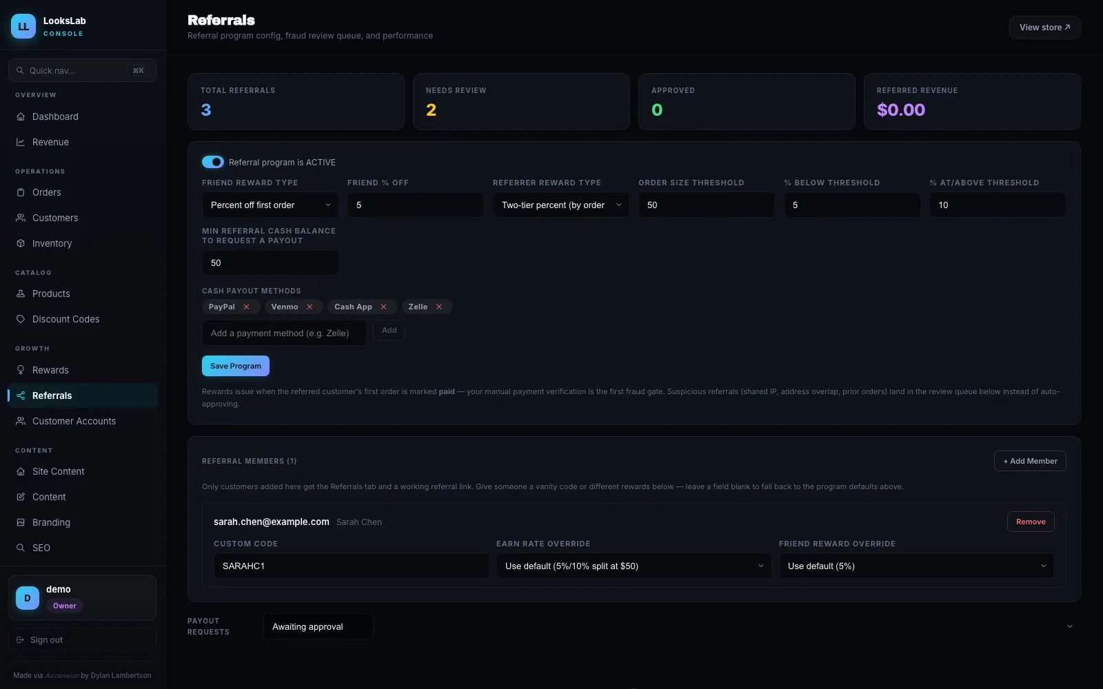 LooksLab — Referrals