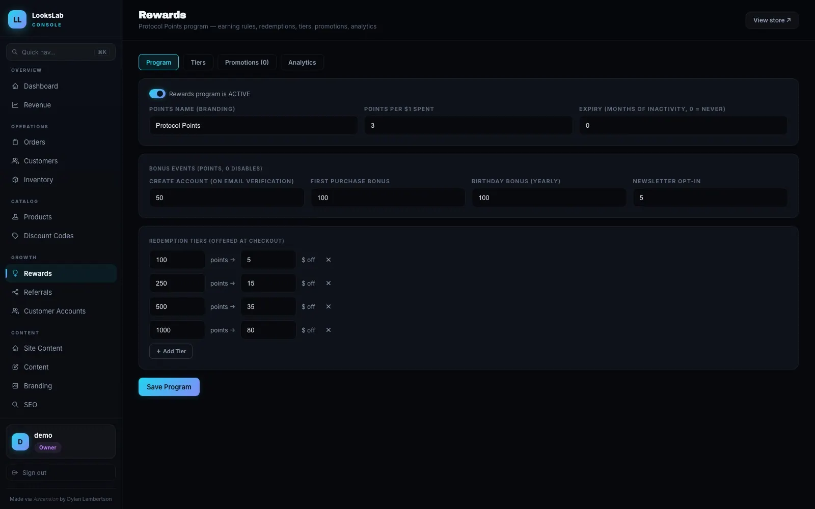LooksLab — Rewards