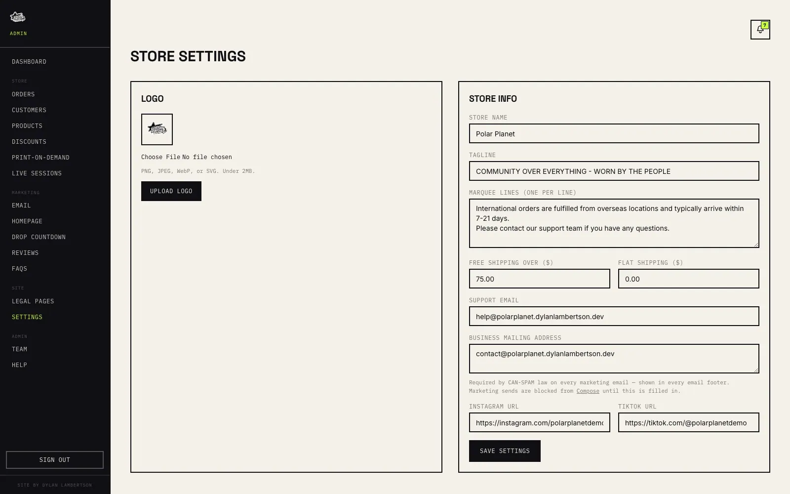 Polar Planet — Settings
