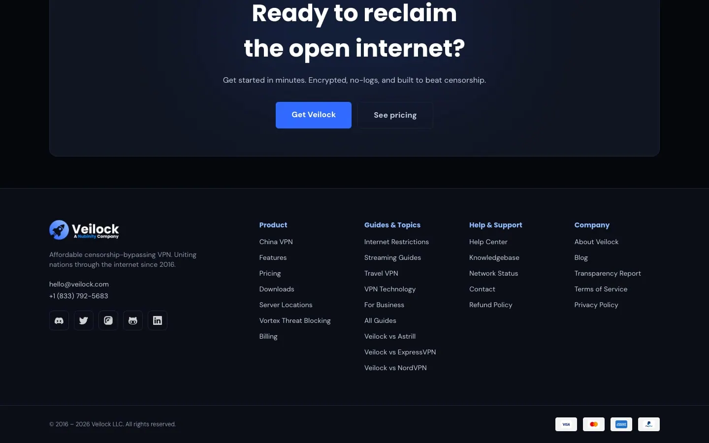 Veilock — Footer